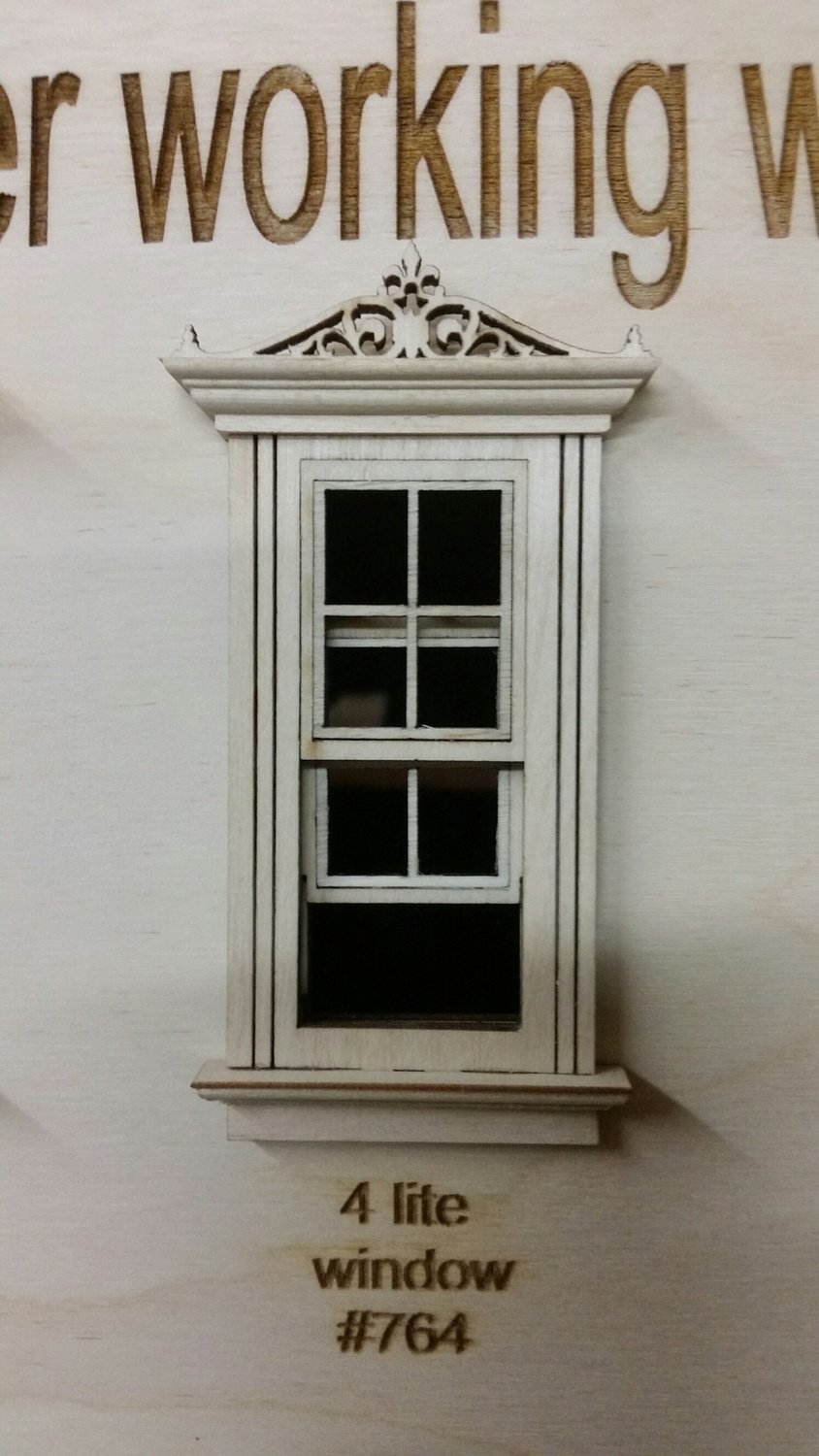 Working Classic Window w/ header/ 4 lite window pane design 1:24 scale