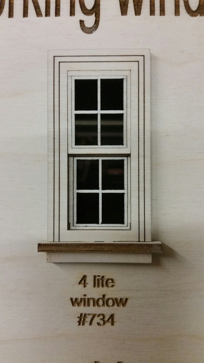 Working Traditional Window w/ 4 lite window pane design 1:24 scale