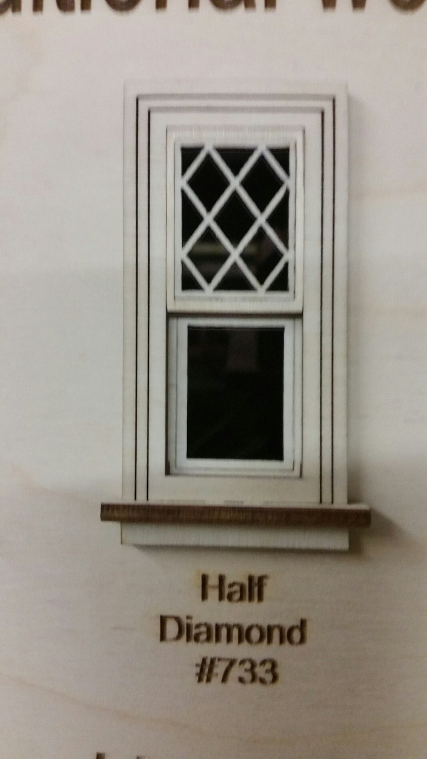 Working Traditional Window w/ half diamond window pane design 1:24 scale