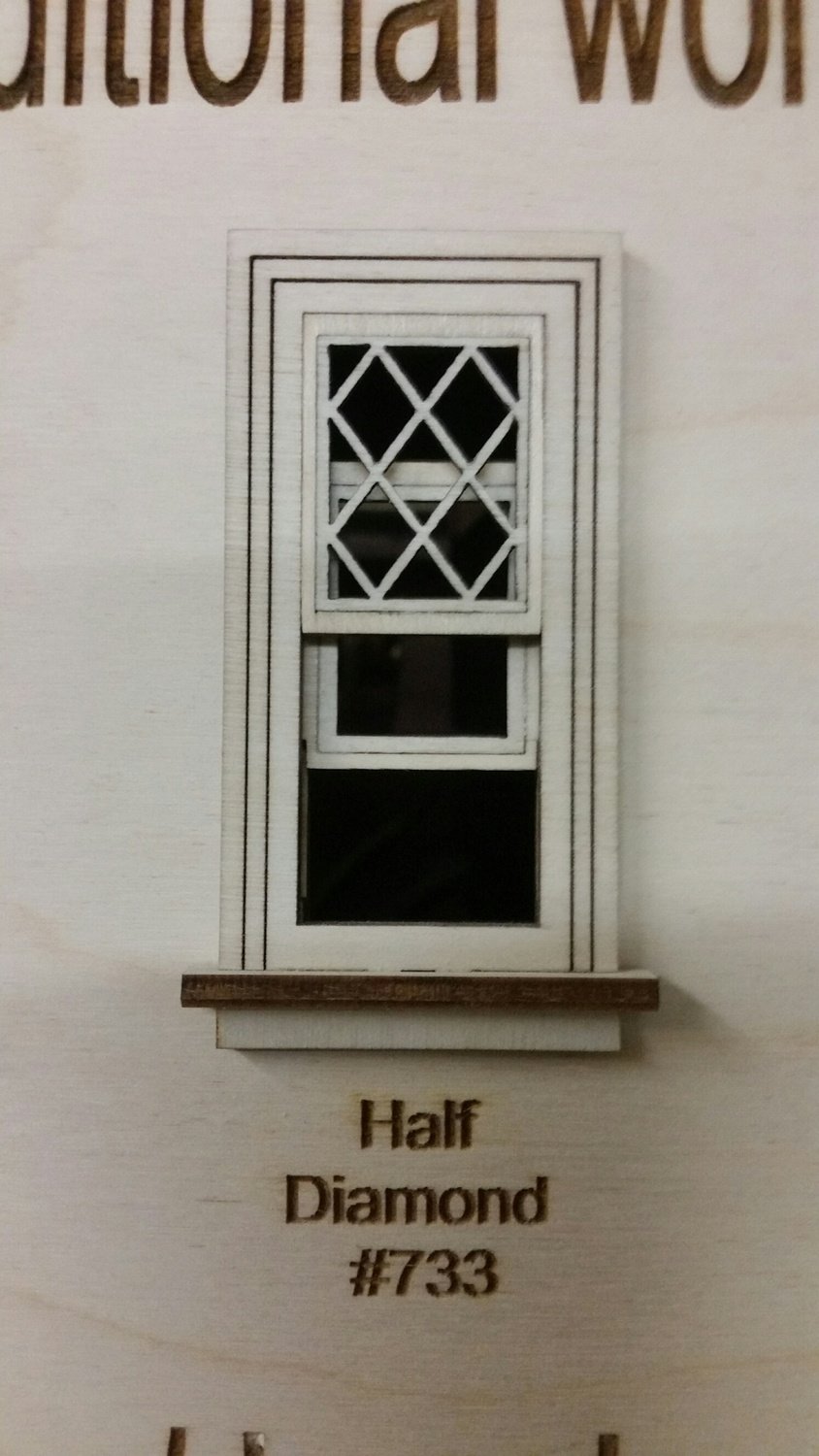 Working Traditional Window w/ half diamond window pane design 1:24 scale