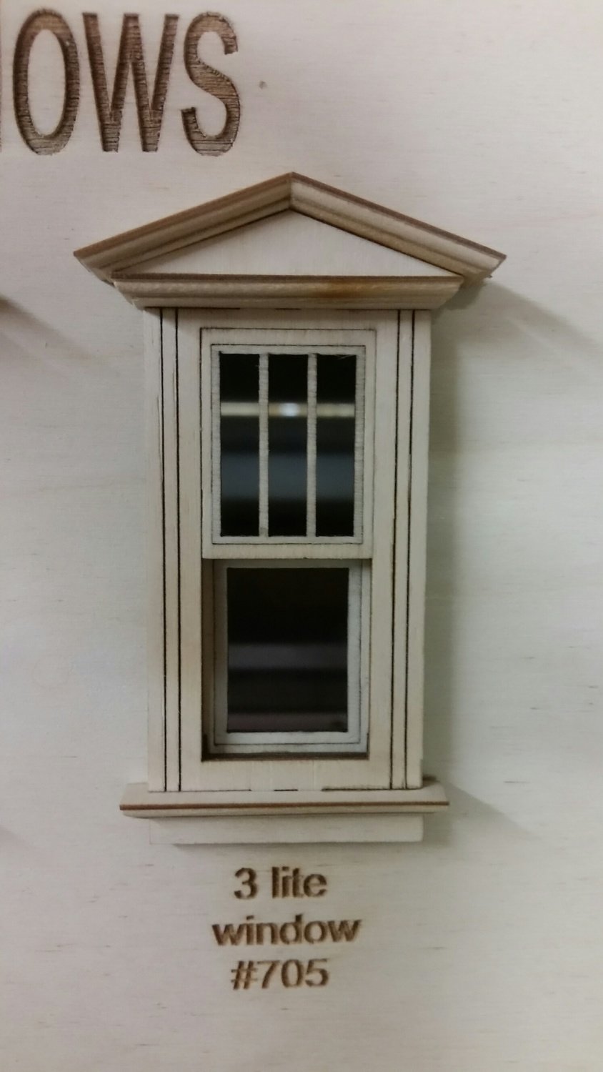 Working Victorian Window/3 lite window pane design 1:24 scale