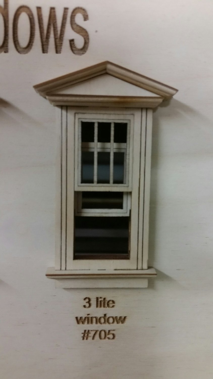 Working Victorian Window/3 lite window pane design 1:24 scale