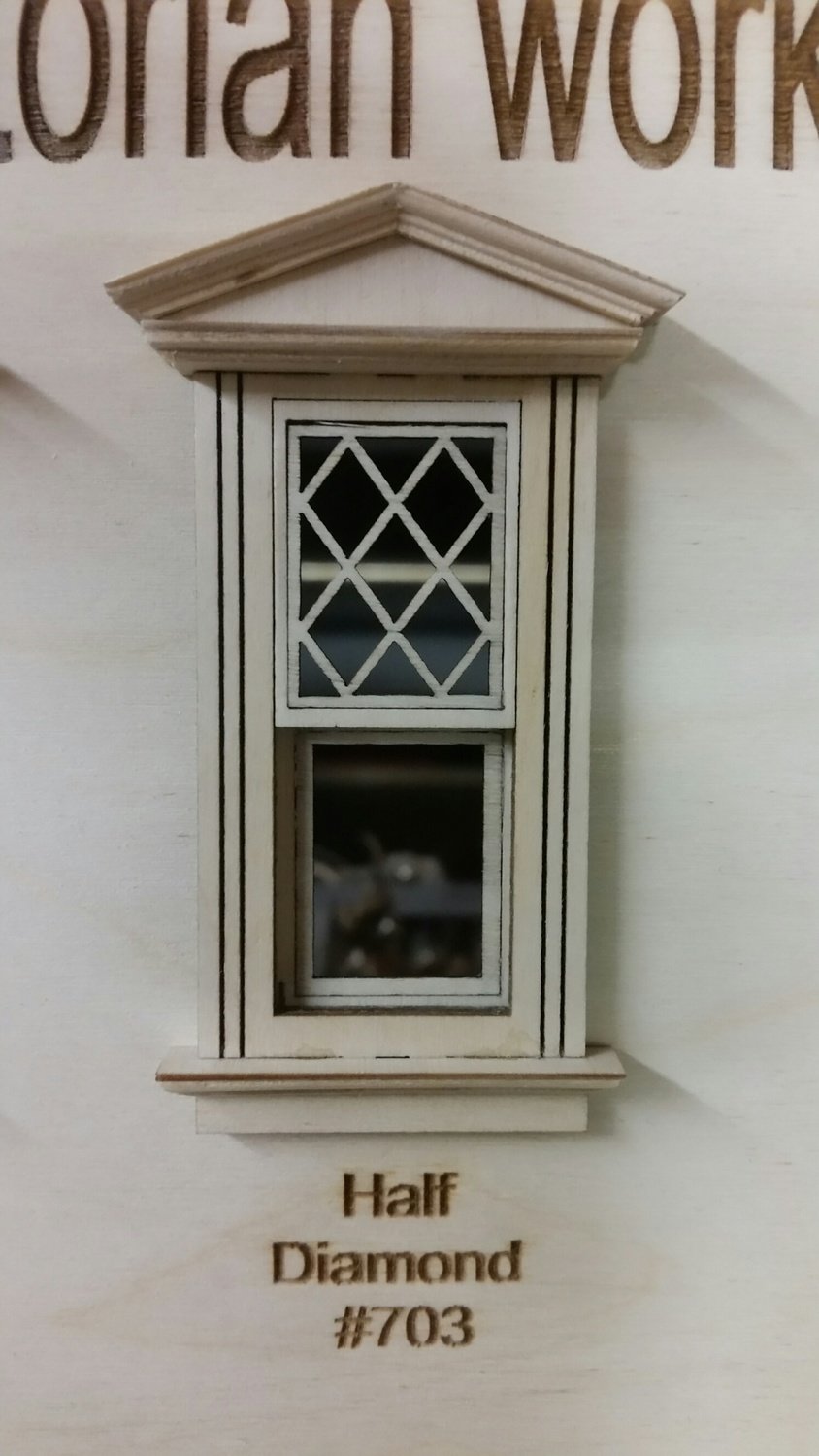 Working Victorian Window/half diamond window pane design 1:24 scale