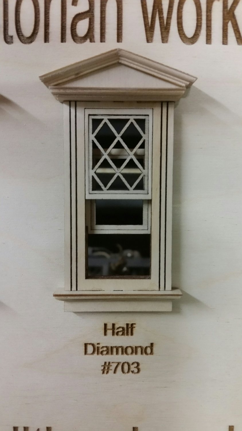 Working Victorian Window/half diamond window pane design 1:24 scale
