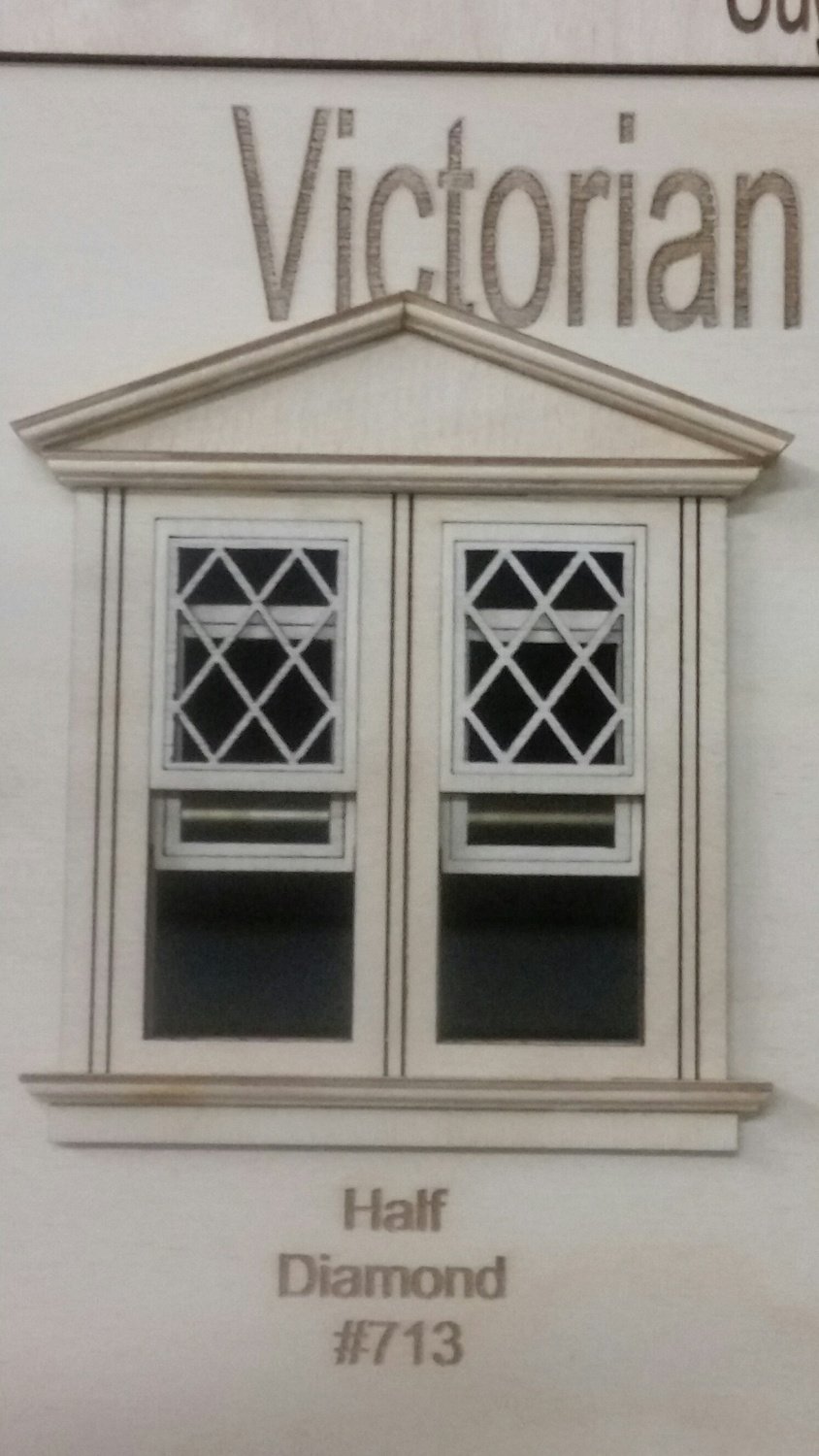 Victorian working Double window/ half diamond window pane style 1:24 scale