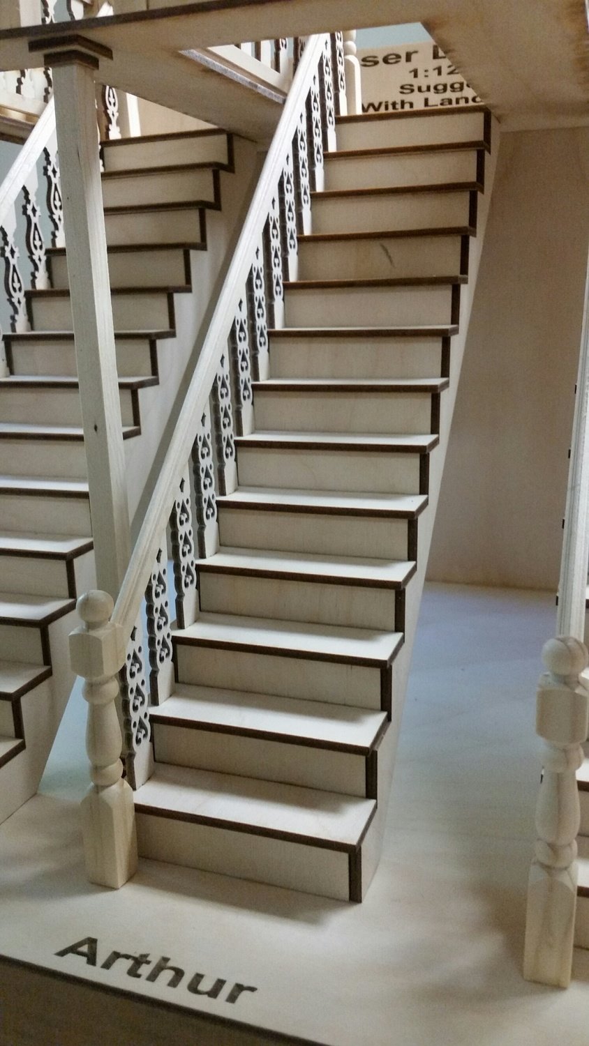 Arthur Victorian Narrow Straight staircase with Landing handrails