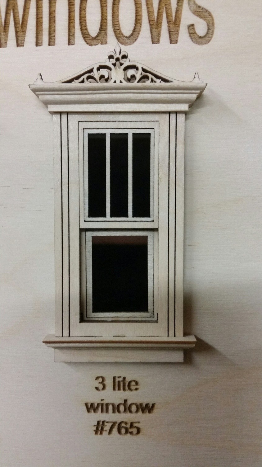 Working Classic Window w/ header/3 lite window pane design 1:24 scale