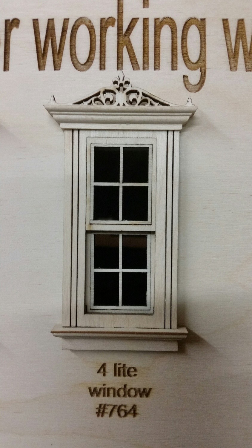 Working Classic Window w/ header/ 4 lite window pane design 1:24 scale