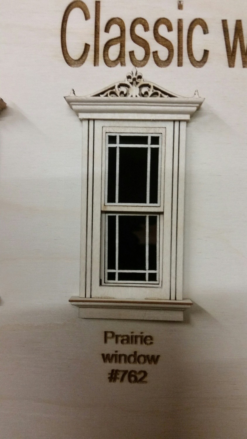 Working Classic Window w/ header/ Prairie window pane design 1:24 scale
