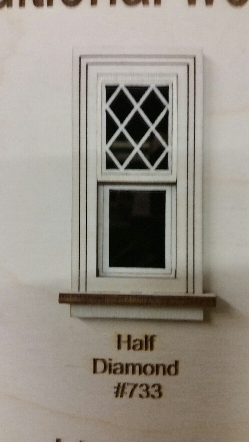 Working Traditional Window w/ half diamond window pane design 1:24 scale