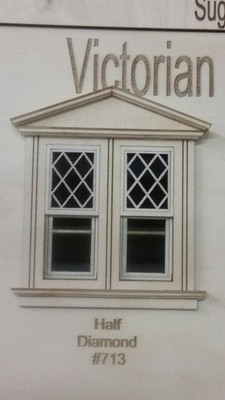 Victorian working Double window/ half diamond window pane style 1:24 scale