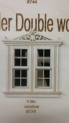 Classic w/ header working Double window/ 4 lite pane style 1:24 scale