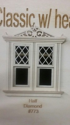 Classic w/ header working Double window/half diamond pane style 1:24 scale