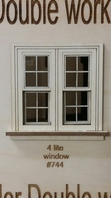 Traditional working Double window/ 4 lite pane style 1:24 scale