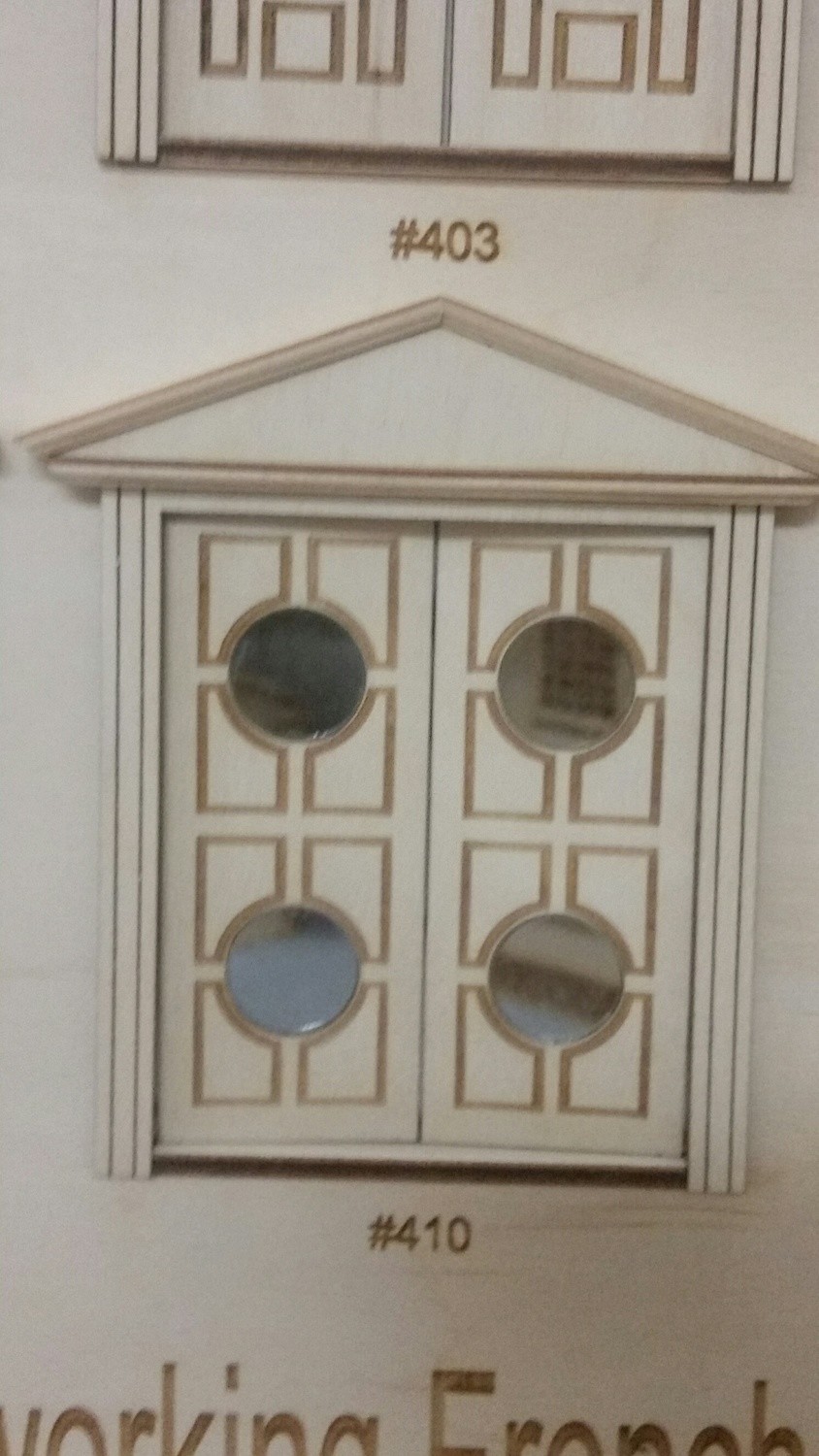 Victorian Double Circle lite custom panel French Door 1:24 scale