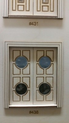 Traditional Double circle custom panel French Door 1:24 scale