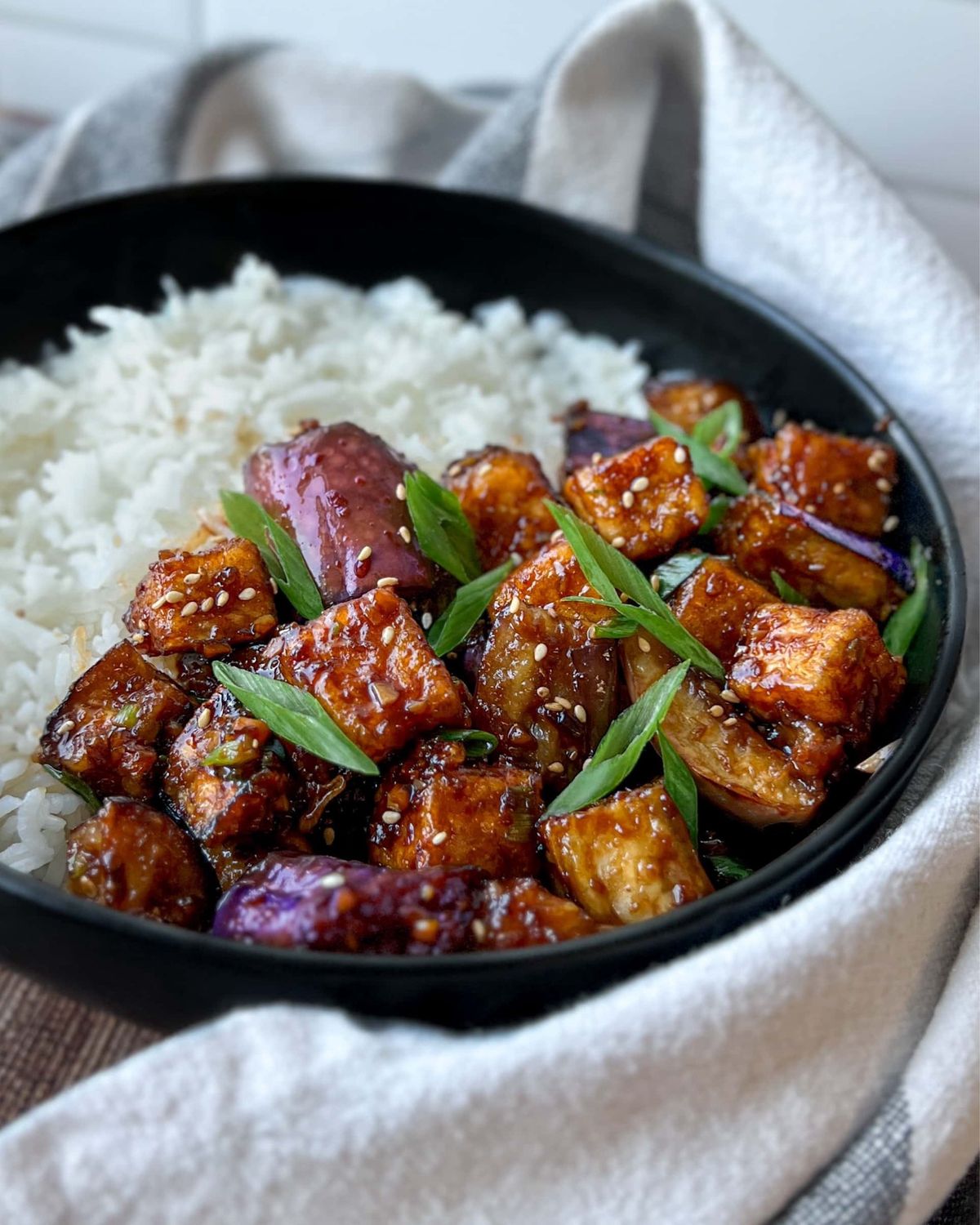Garlic Eggplant Crispy Tofu