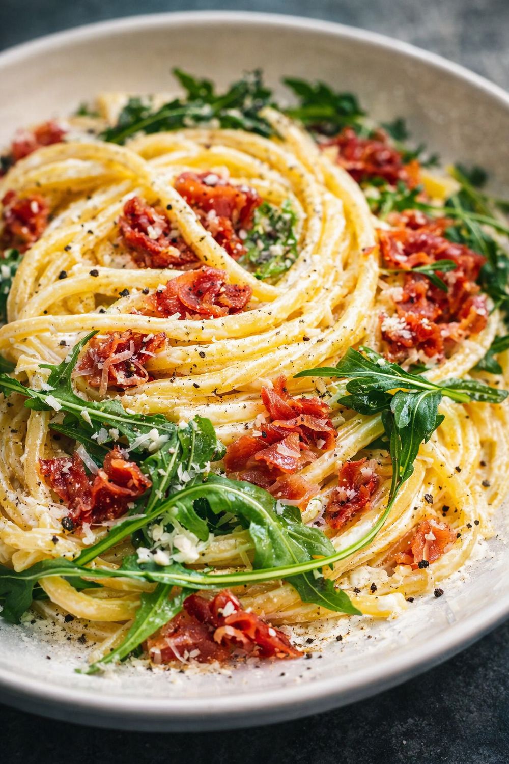 Lemon Ricotta Linguine with Prosciutto &amp; Arugula