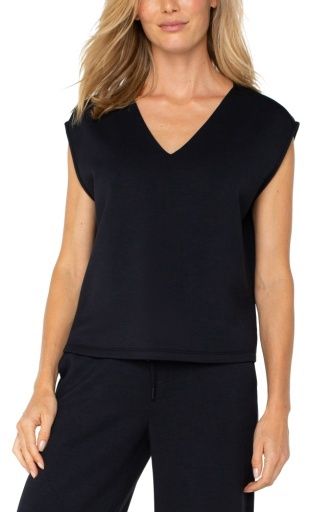 Dolman Sleeve V-Neck Top, Size: M, Colour: black