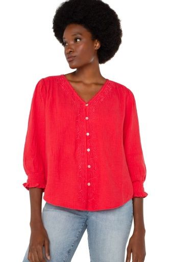 Embroidered Woven Blouse, Size: XS