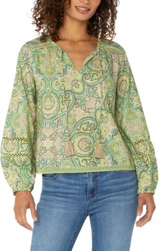 Long Sleeve Tie-Front Top, Size: S