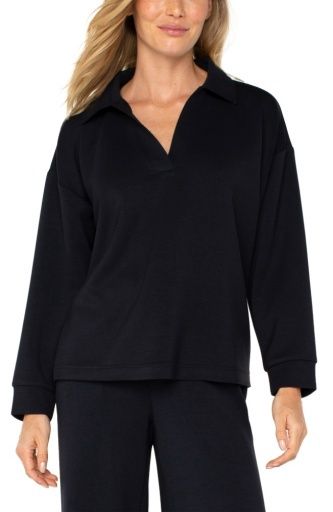 V-Neck Popover with Collar, Size: L