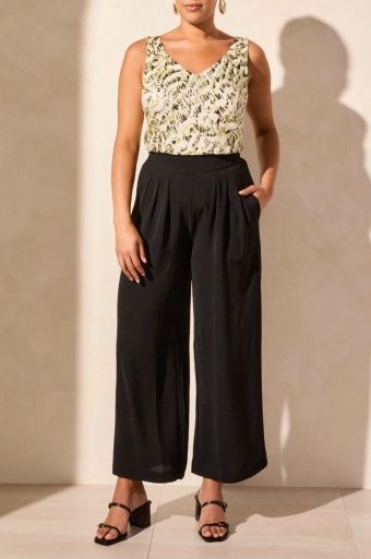 Flowy Black Pants, Size: L, Colour: BLACK