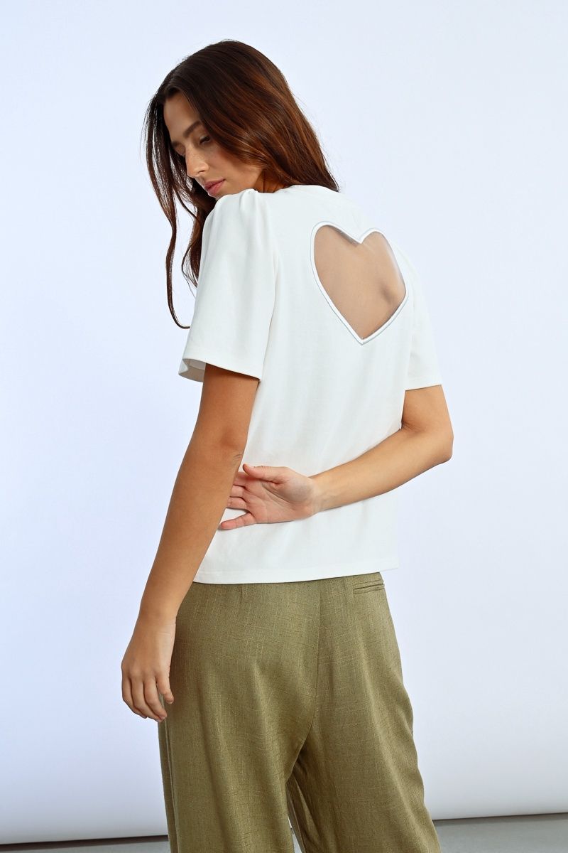 Heart-Back Tee - White