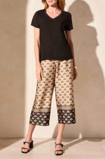 Soft Touch Cotton Mixed Media Top, Size: XS, Color: BLACK