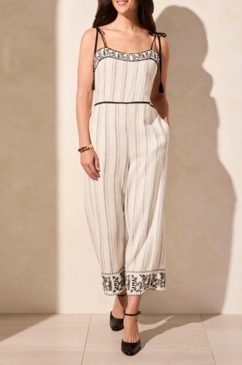 Sleeveless Embroidered Jumpsuit, Size: XL