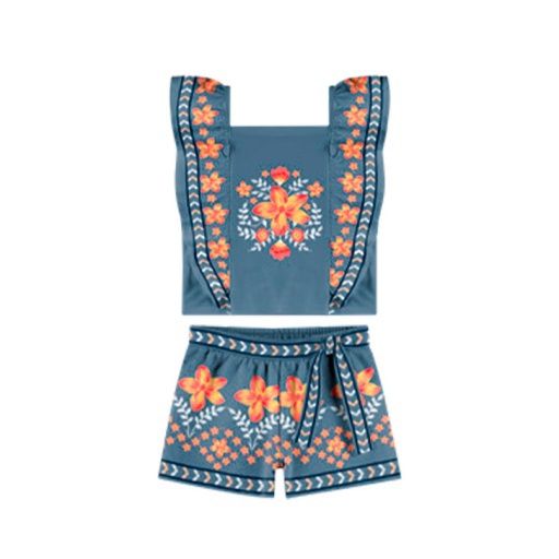 Blue Floral Set, Size: 8