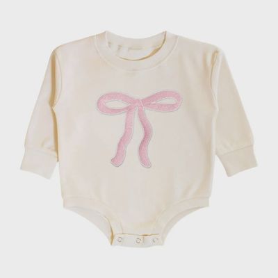 Coquette Bow Patch Long Sleeve Onesie