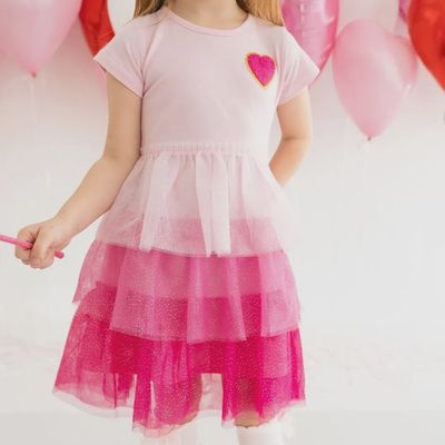 Heart Short Sleeve Tutu Dress