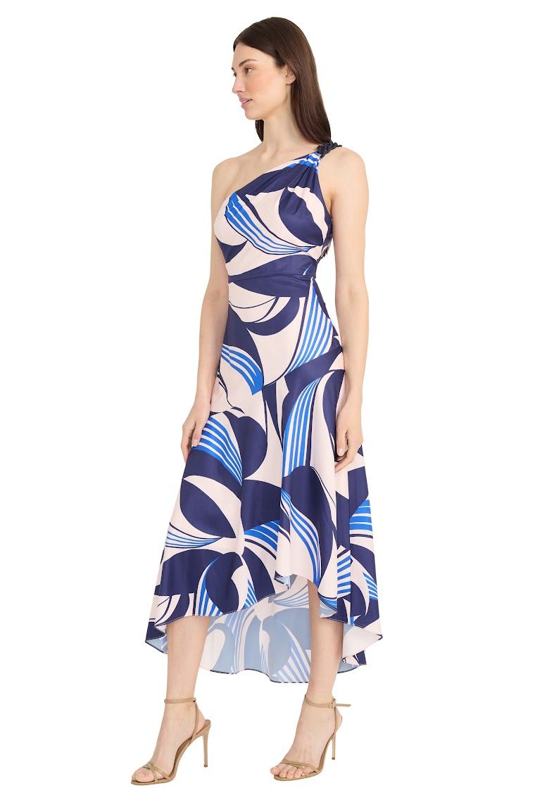 One Shoulder Chain Midi Dress
