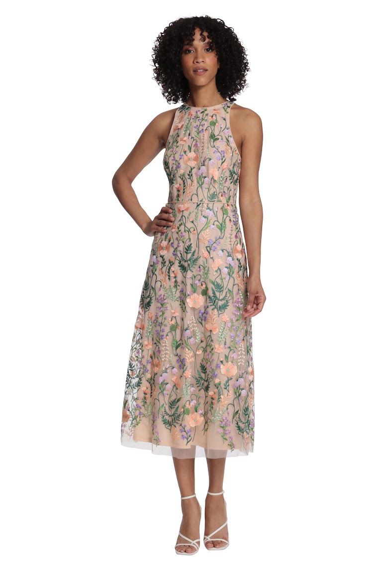 Floral Stitched Midi Dress