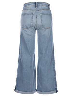 Meg Mid Rise Wide Leg Roll Up with Long Inseam - Check