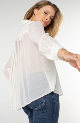 Long Sleeve Shirt with Pleat Back - Ivory
