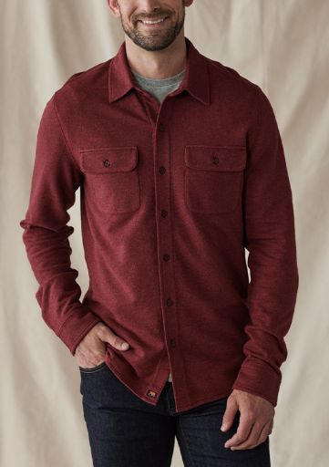 TEXTURED KNIT SHIRT, Color: SCARLET, Season: FALL 2024, Size: S