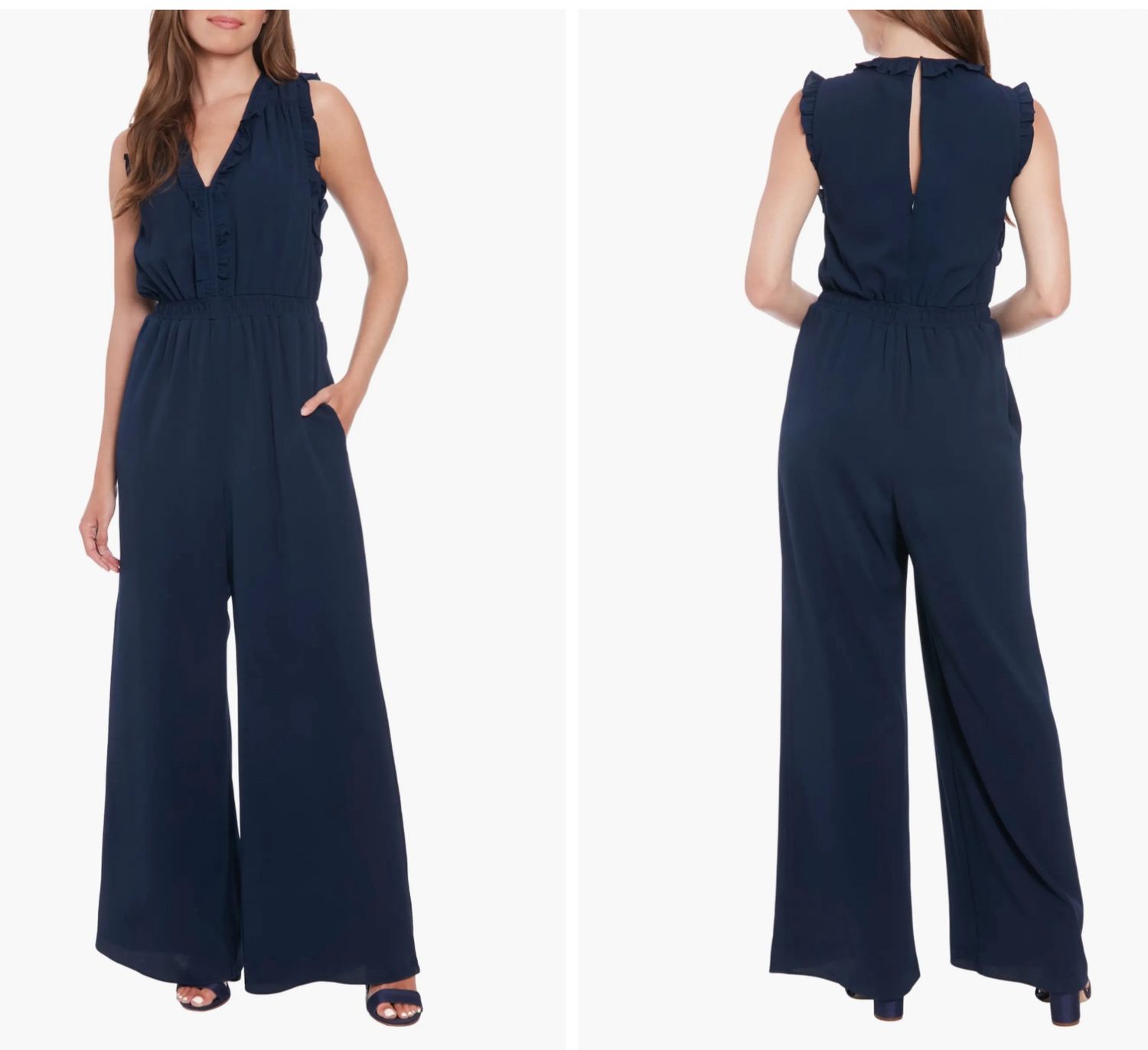 Navy Ruffle Jumpsuit