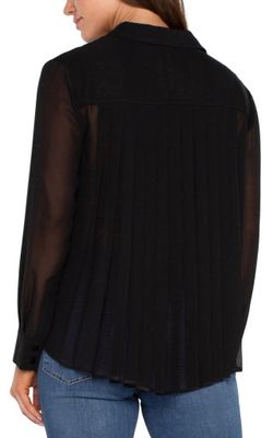 long slv woven shirt w/ pleat back detail