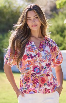 Button Front Shirred Woven Top