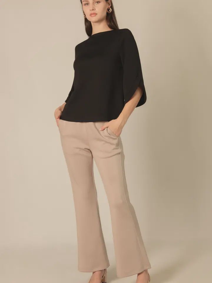 Boatneck Flare Sleeve-Black