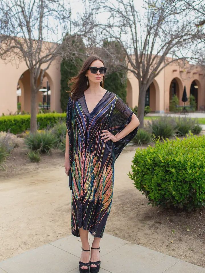 Midnight Lotus Caftan - One Size - Made in USA