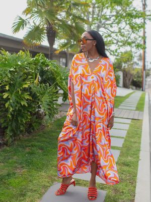 Volcanique Sateen Caftan - One Size - Made in The USA