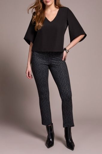 LINED FLARE SLV BLOUSE-BLACK, Size: XS