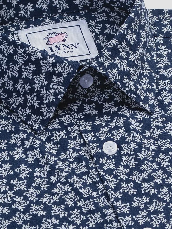 Navy Floral Slim Fit Shirt