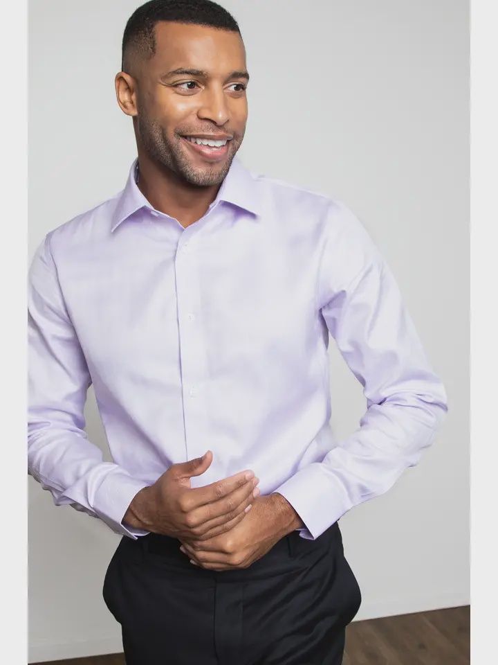 Purple Herringbone Slim Fit Shirt