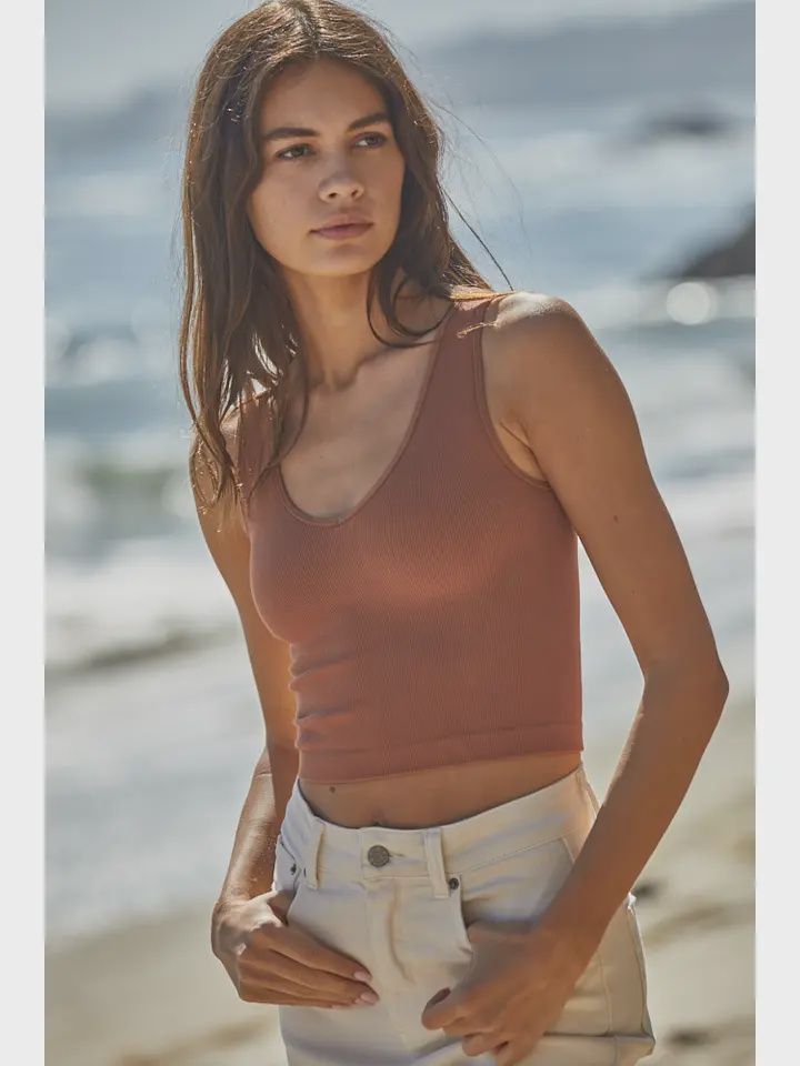 Cropped Ribbed Reversible Tank