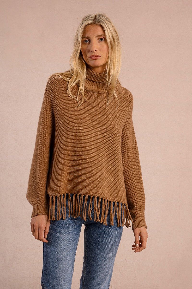 Fringe Turtleneck Sweater