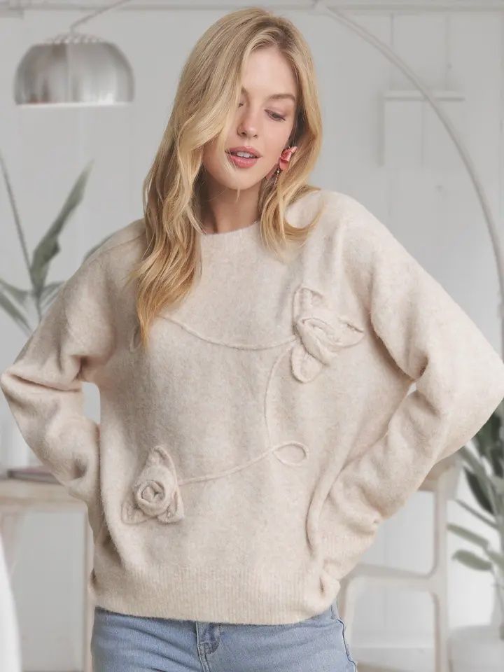 Floral Applique Sweater
